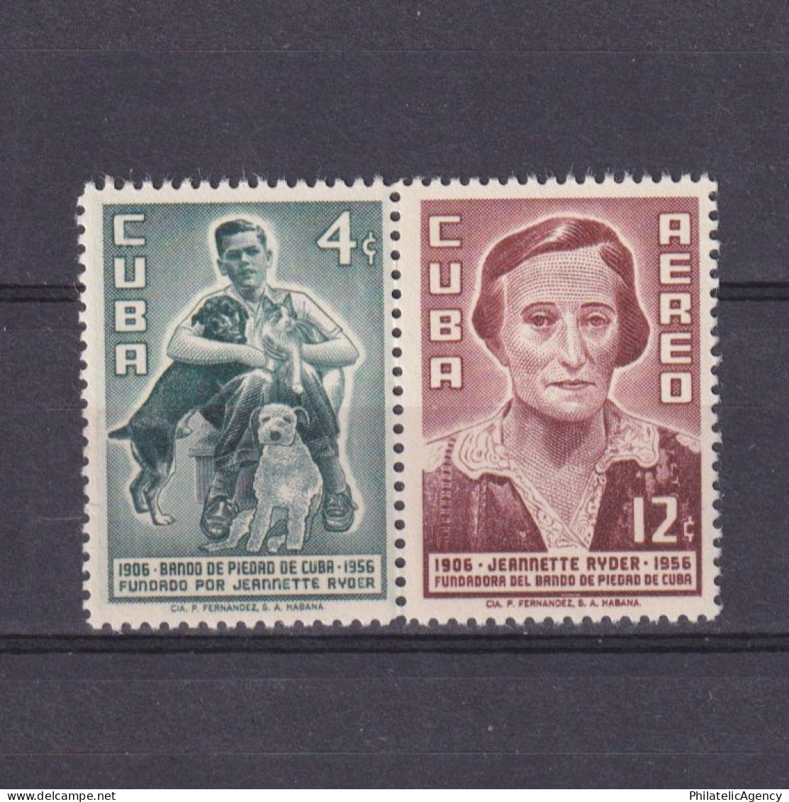 CUBA 1957, Sc# C163a, Humane Society Of Cuba, Airmail, MH - Aéreo