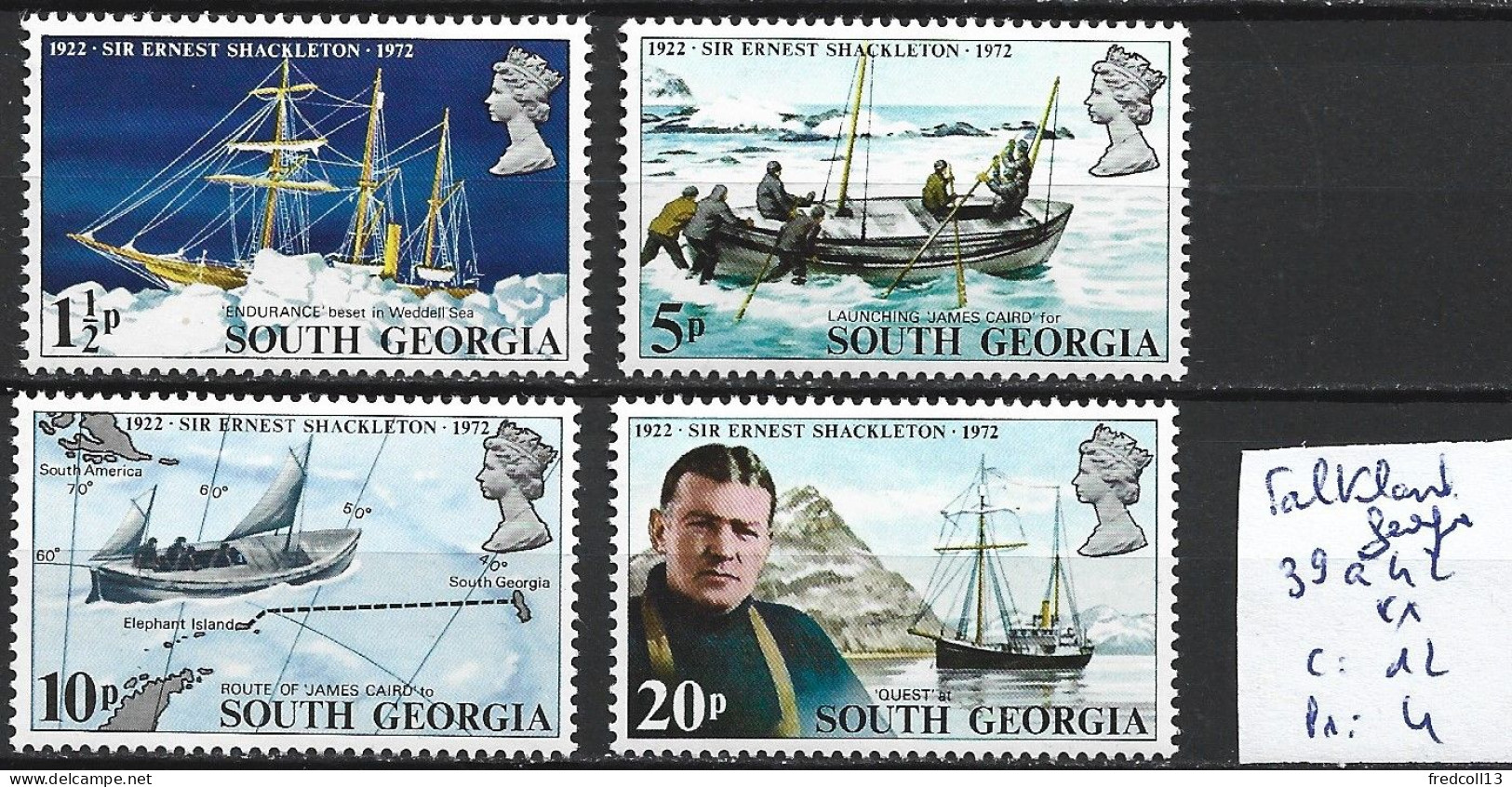 FALKLAND DEPENDANCES GEORGIE DU SUD 39 à 42 ** Côte 12 € - Georgias Del Sur (Islas)