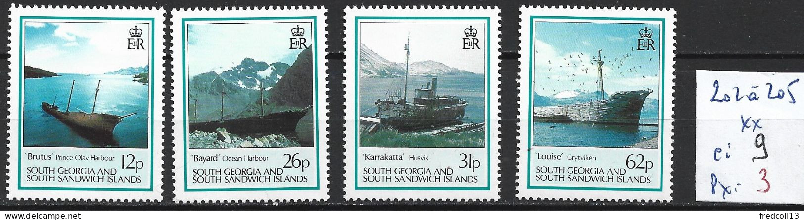 FALKLAND DEPENDANCES GEORGIE DU SUD 202 à 205 ** Côte 9 € - Géorgie Du Sud