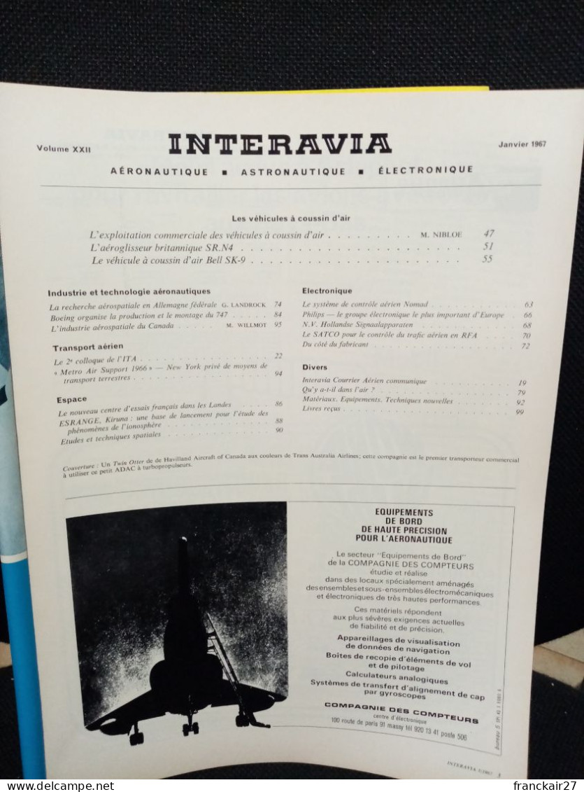 INTERAVIA 1/1967 Revue Internationale Aéronautique Astronautique Electronique - Luchtvaart