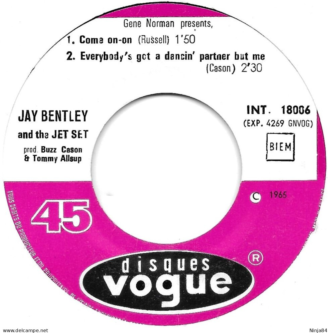 EP 45 RPM (7")  Jay Bentley And The Jet Set "  Watusi '64  " - Soul - R&B