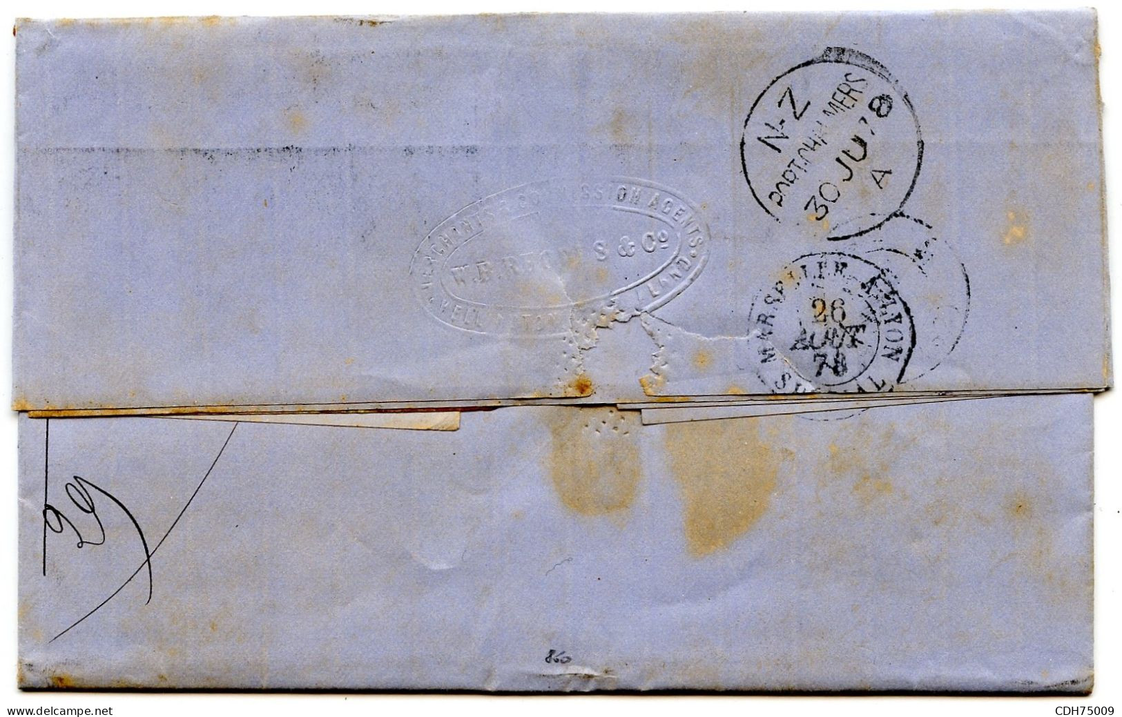 NOUVELLE ZELANDE - LETTRE DE WELLINGTON POUR PARIS, 1878 - Storia Postale