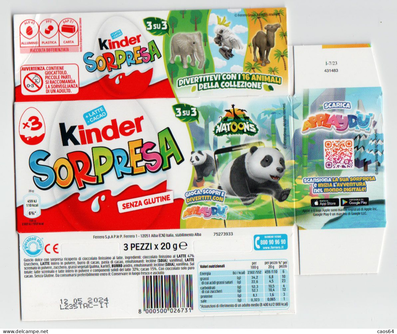 NATOONS KINDER SORPRESA  ITALY SCATOLA BOX - Andere & Zonder Classificatie