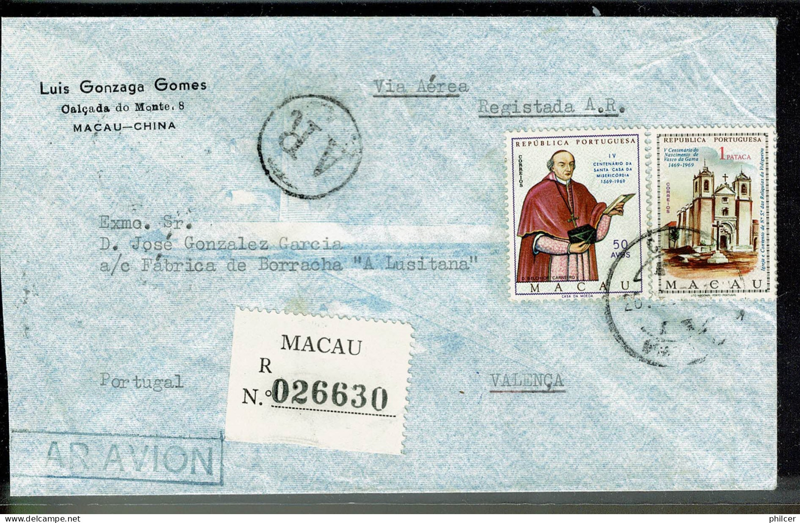 Macau, 1969, # 423...para Valença - Briefe U. Dokumente