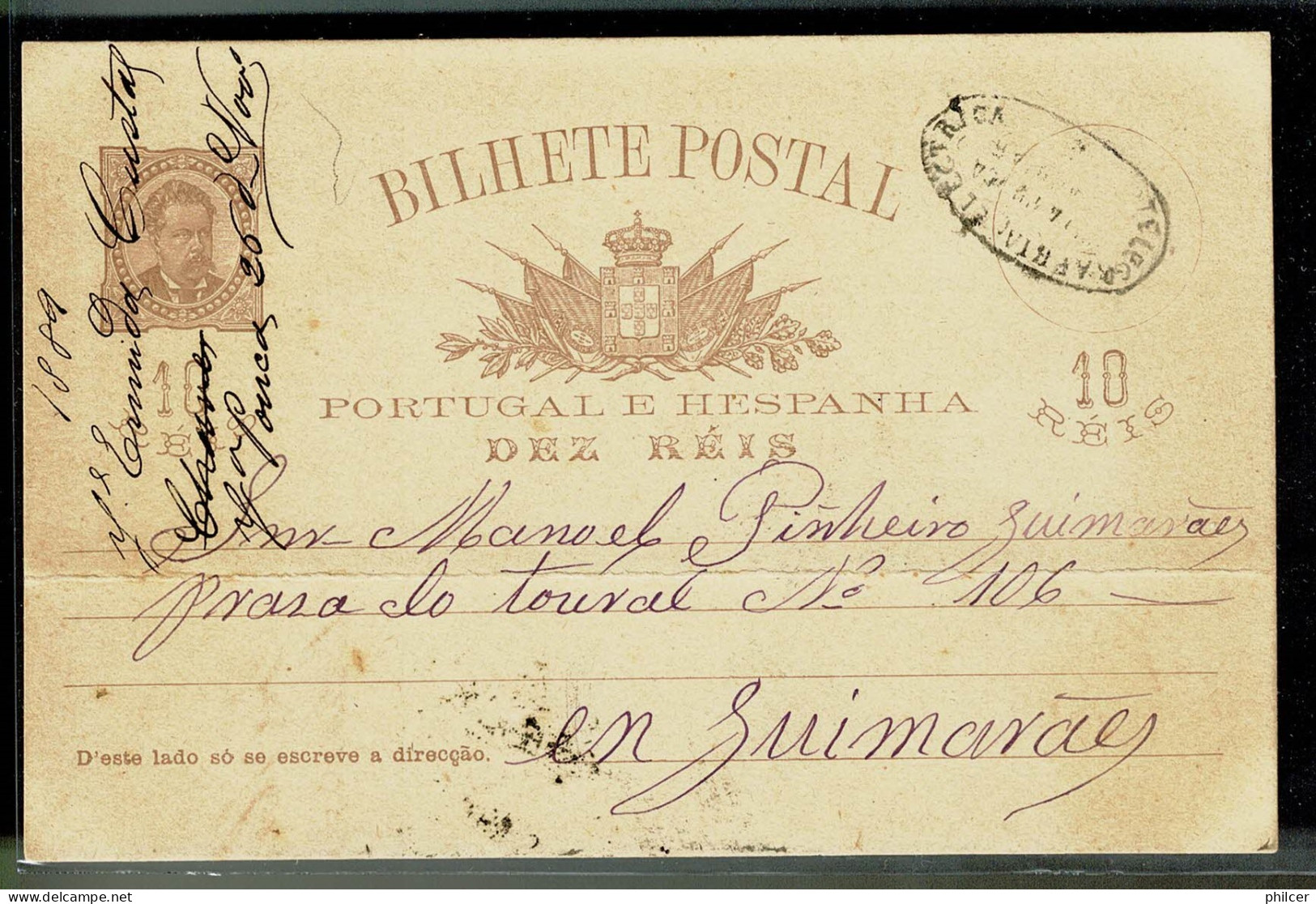 Portugal, 1889, Telegrafia Eletrica, Vila Pouca De Aguiar-Guimarães - Briefe U. Dokumente