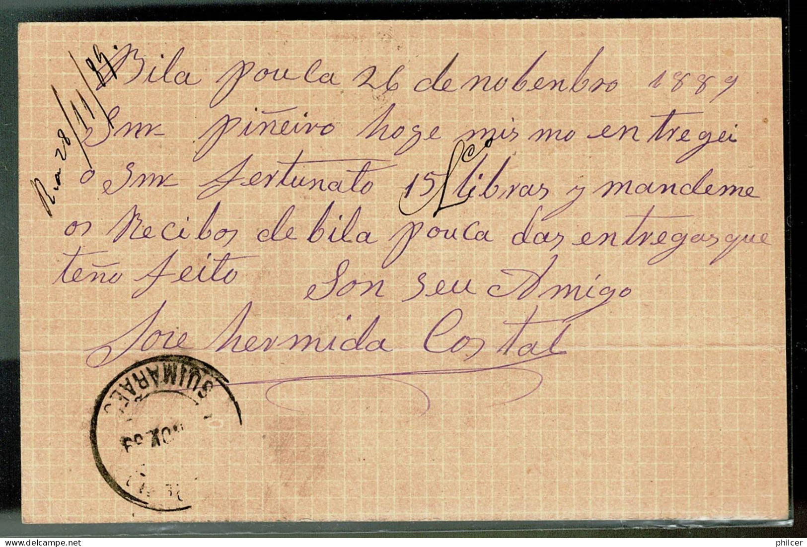 Portugal, 1889, Telegrafia Eletrica, Vila Pouca De Aguiar-Guimarães - Cartas & Documentos