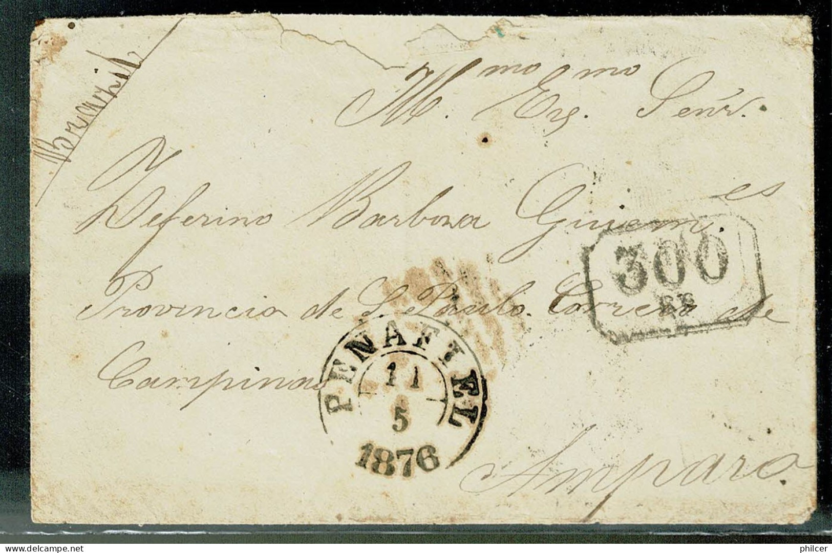 Portugal, 1876, # 39, Para Amparo - Storia Postale