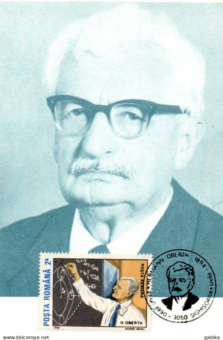 Romania 1990, Maximum Card, Hermann Oberth, Space - Brieven En Documenten