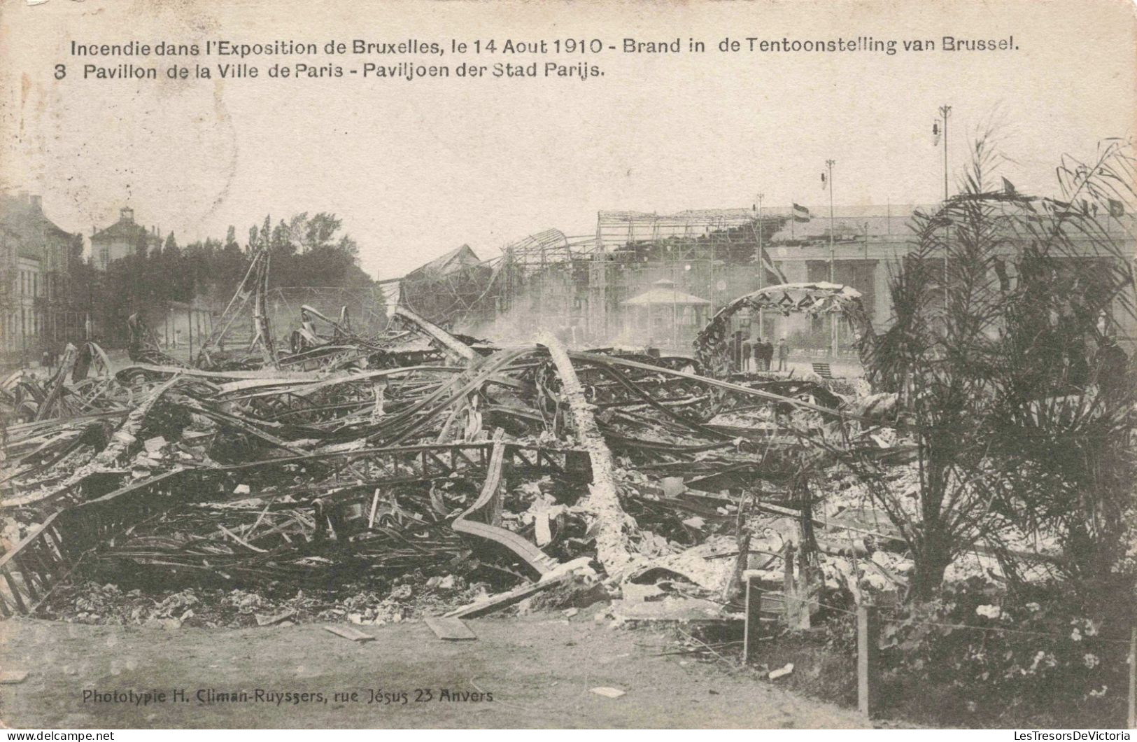 BELGIQUE - Bruxelles - Incendie Dans L'Exposition De Bruxelles Le 14 Aout 1910 - Carte Postale Ancienne - Expositions Universelles
