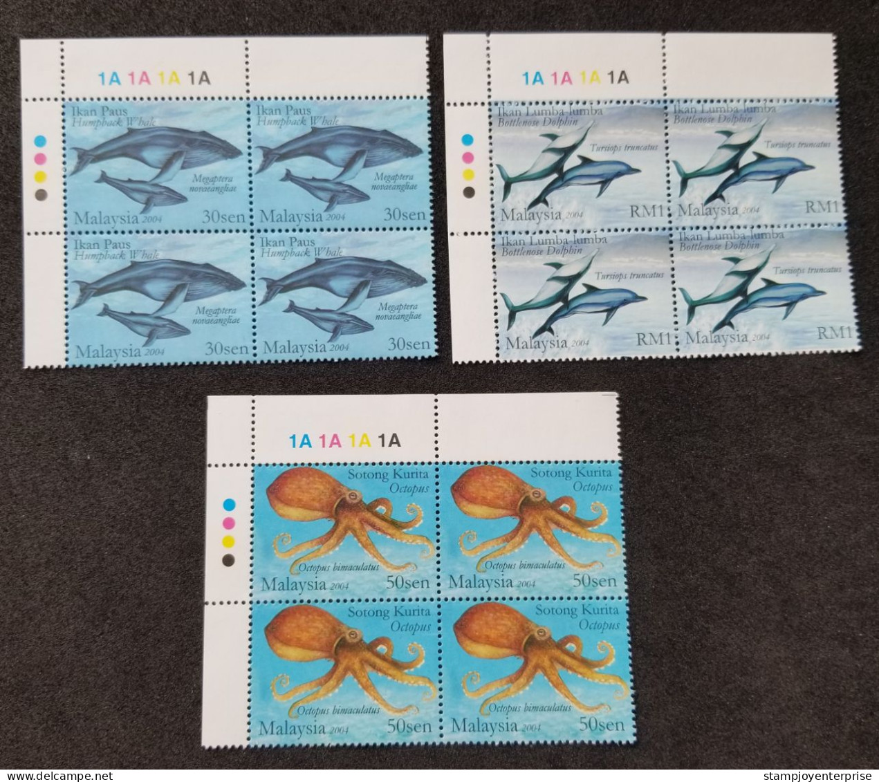 Malaysia Marine Life Series VI 2004 Ocean Underwater Life Octopus Whale Dolphin Cetacean  Fauna Animal (stamp Blk 4) MNH - Malaysia (1964-...)