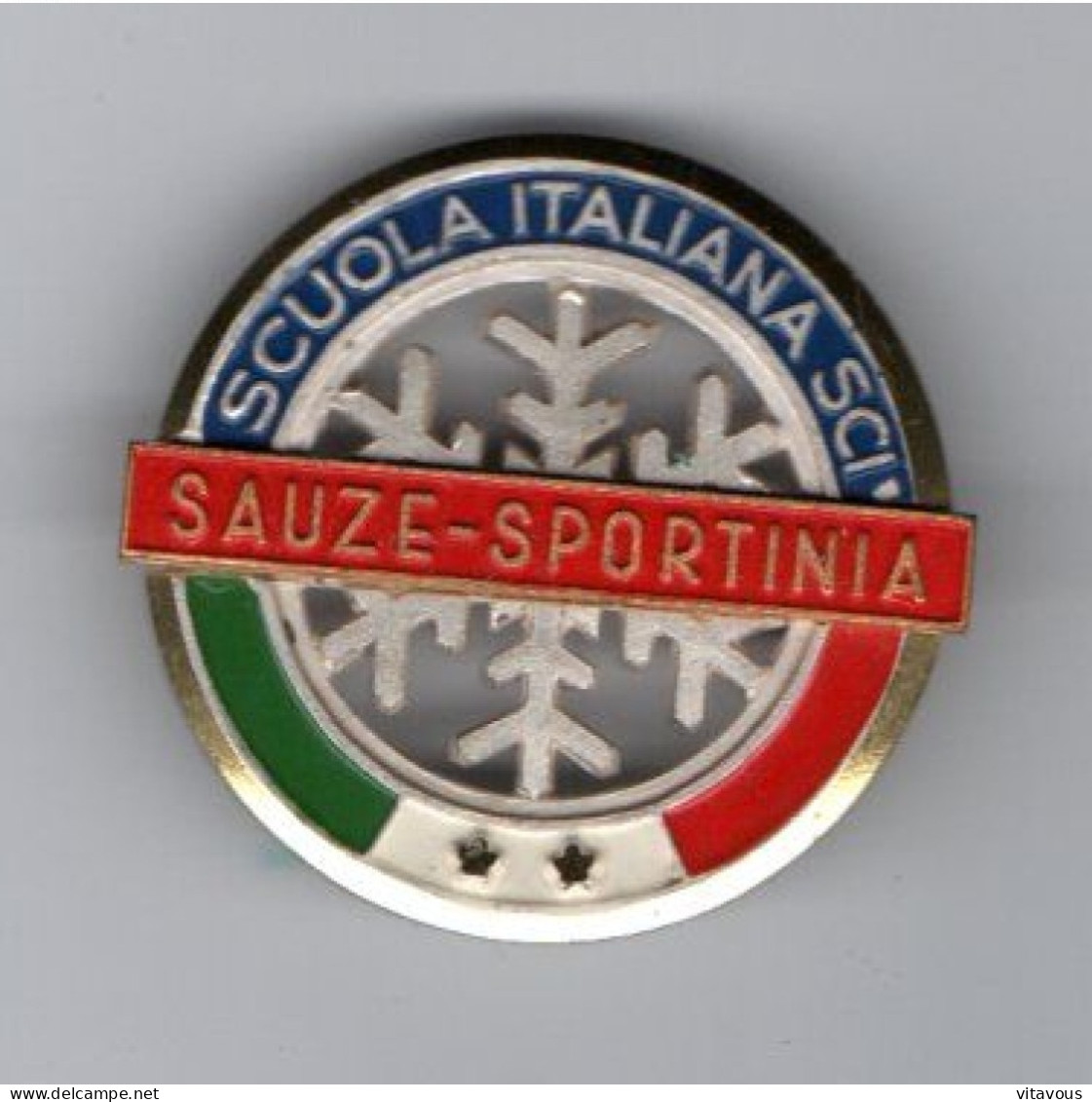 Broche Médaille Ski 2 étoiles Italie - SAUZE-SPORTINIA - Sport Invernali