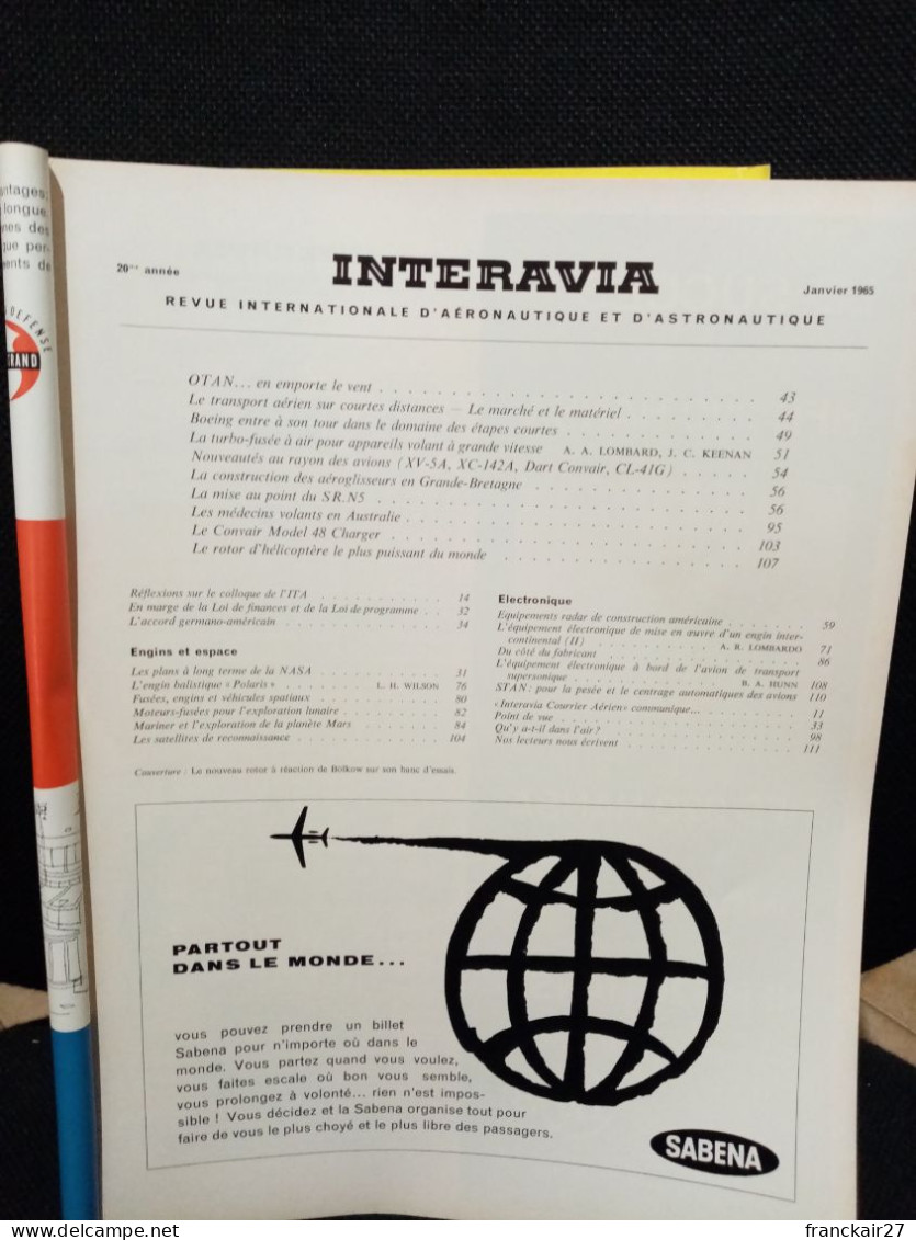 INTERAVIA 1/1965 Revue Internationale Aéronautique Astronautique Electronique - Aviation