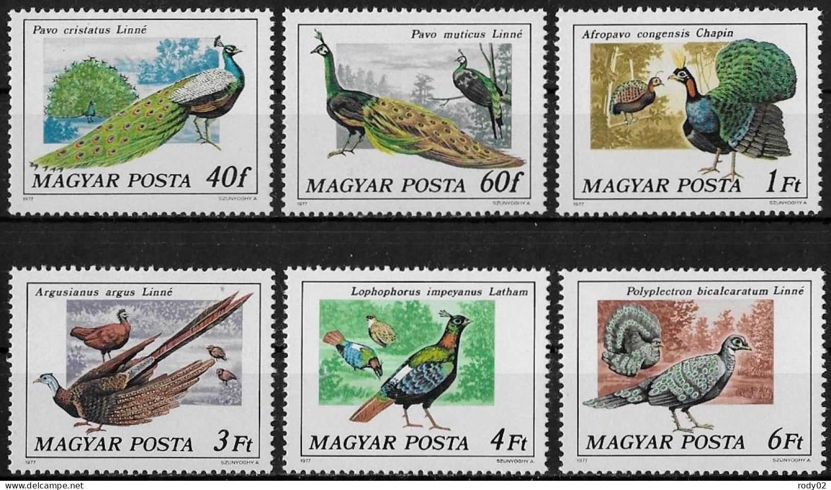 HONGRIE - OISEAUX - PAONS - N° 2550 A 2555 - NEUF** MNH - Peacocks