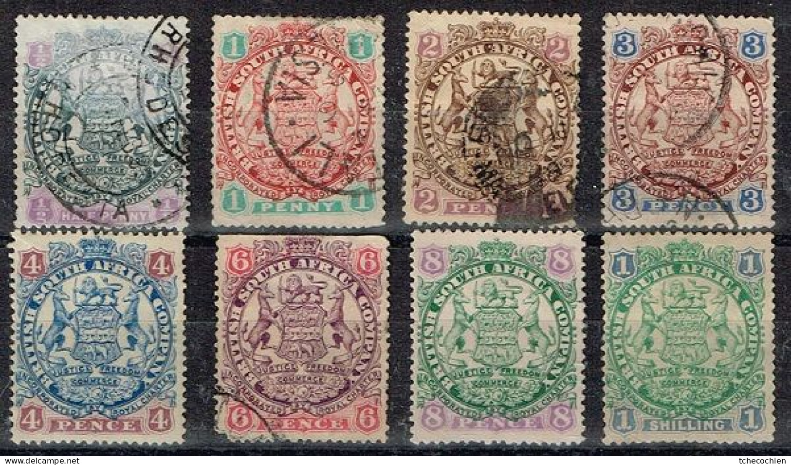 Afrique Du Sud - Compagnie Britannique - 1896 - Y&T N° 28 à 35 Oblitérés. N°33 Coupé Au-dessus (non Côté) - Used Stamps