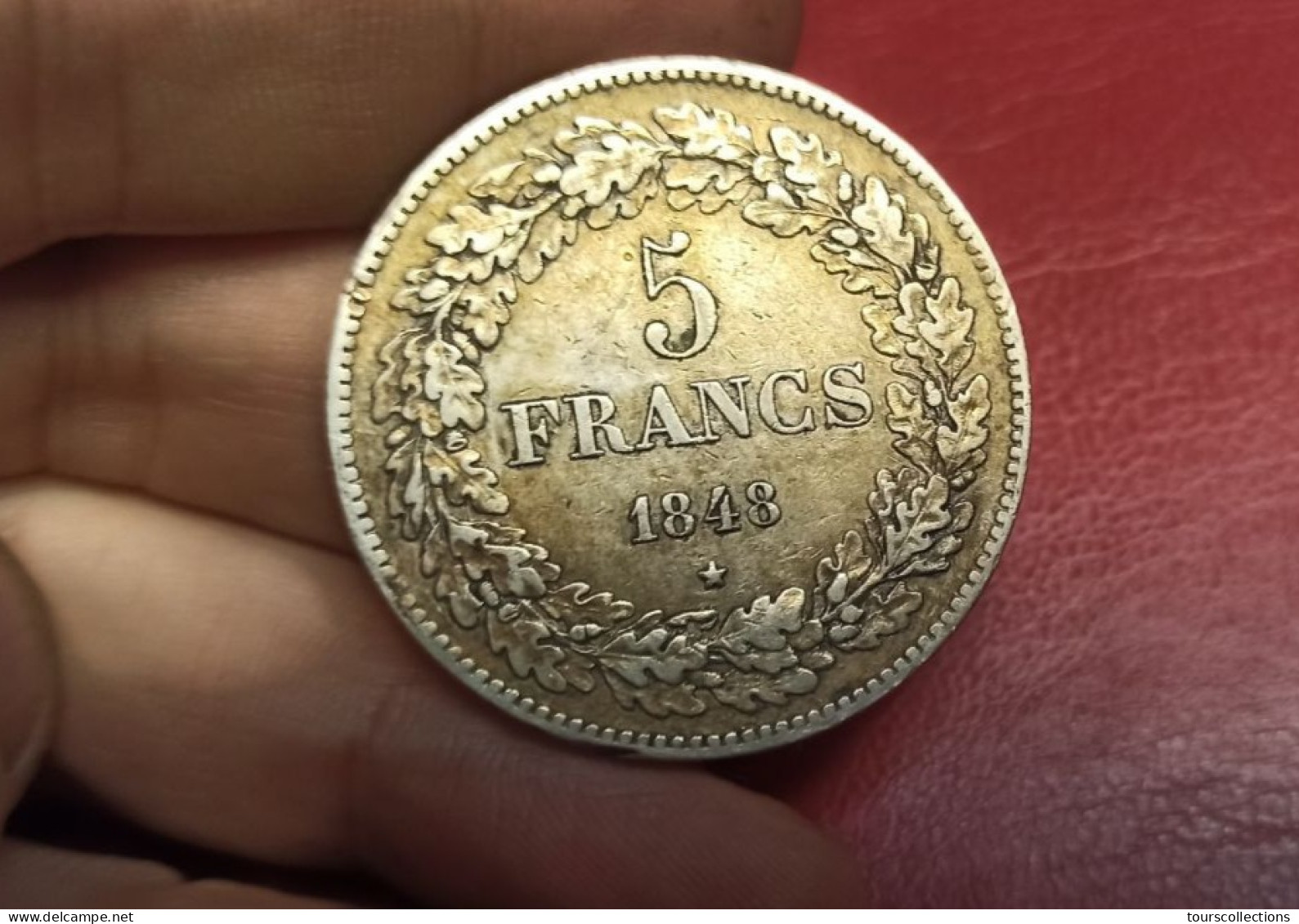 BELGIQUE ECU 5 FRANCS 1848 LEOPOLD PREMIER @ Argent 25 Gr. à 90 % - 2 Photos - 5 Francs