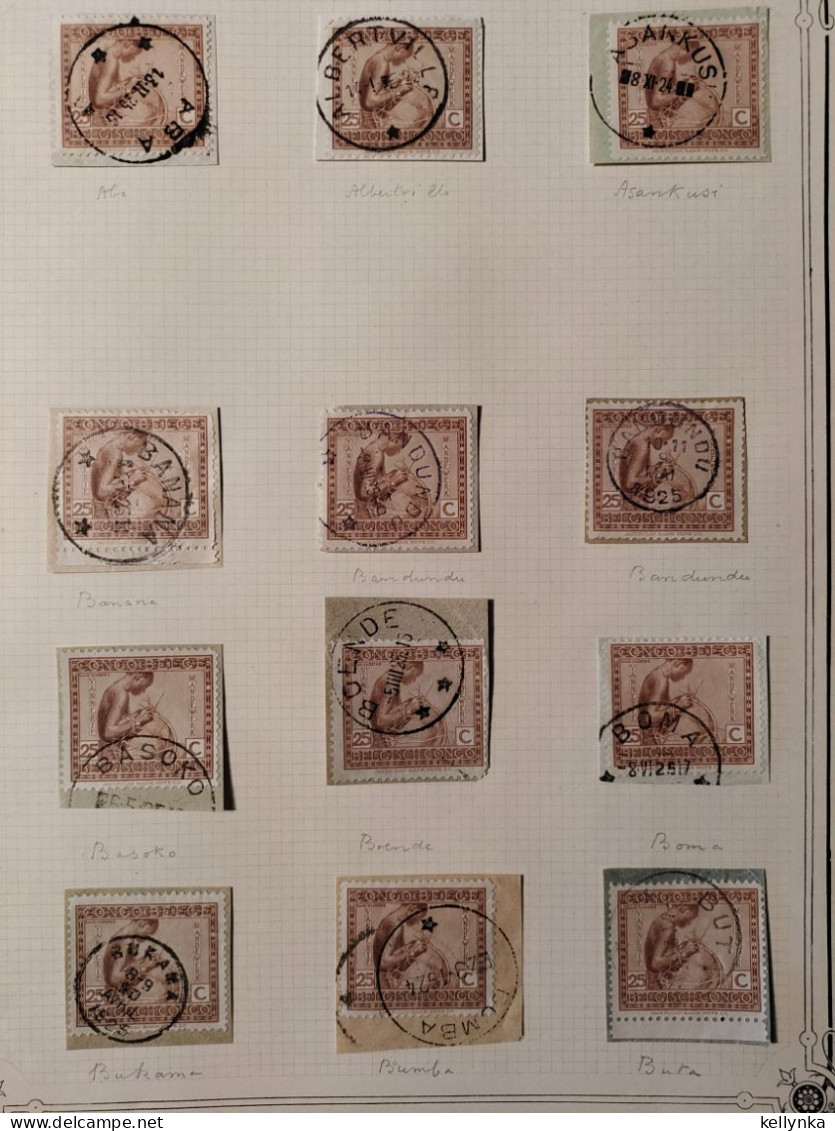 Congo Belge - 110 - Accumulation D'Oblitérations Pour Etude Sur 7 Pages - 1923 - Used Stamps