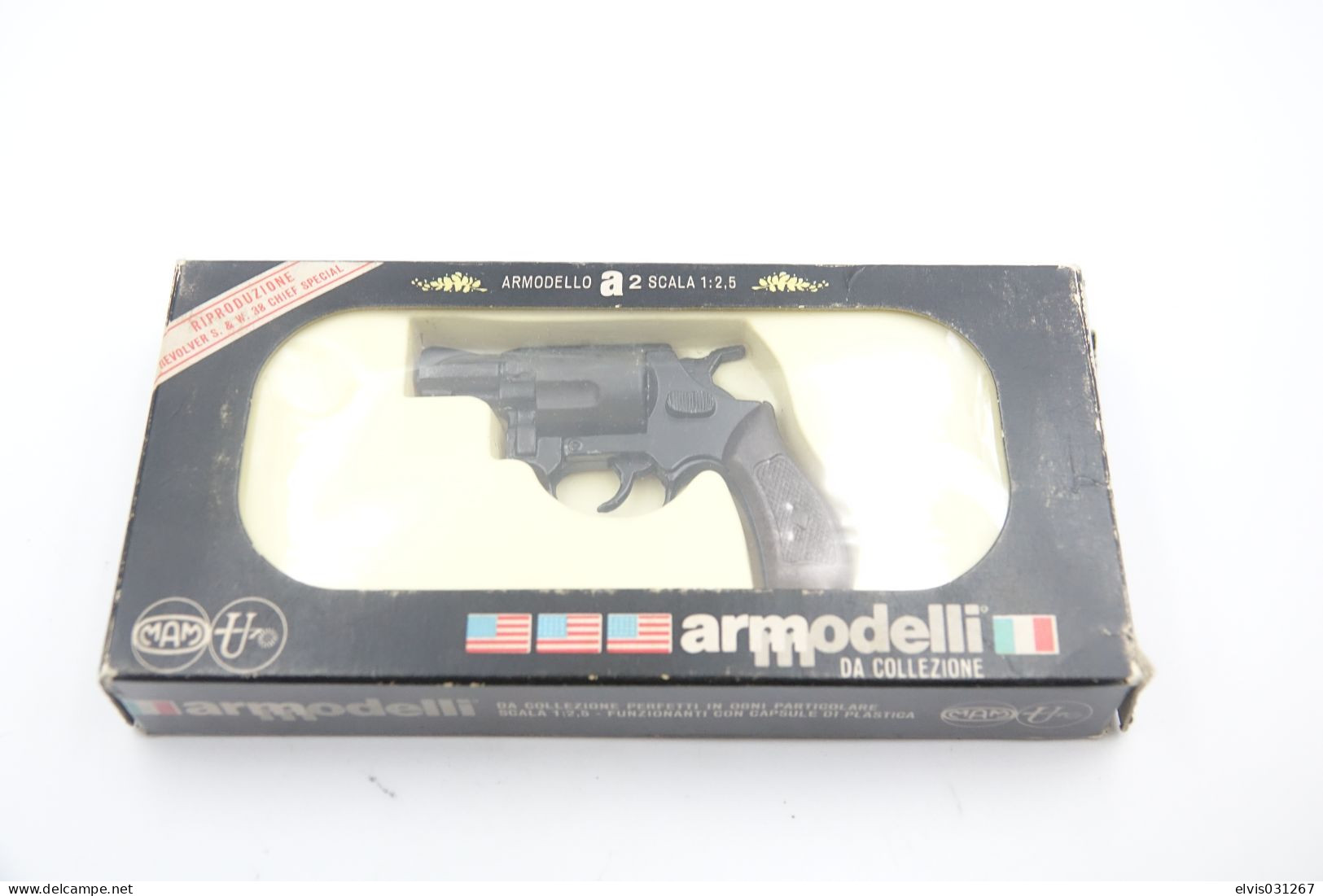 Vintage TOY GUN : .38 Smith & Wesson By Edison Giocattoli MAM Armodelli W Box - Scale: 1/2.5 - 19**s - Cap - Revolver - Armes Neutralisées