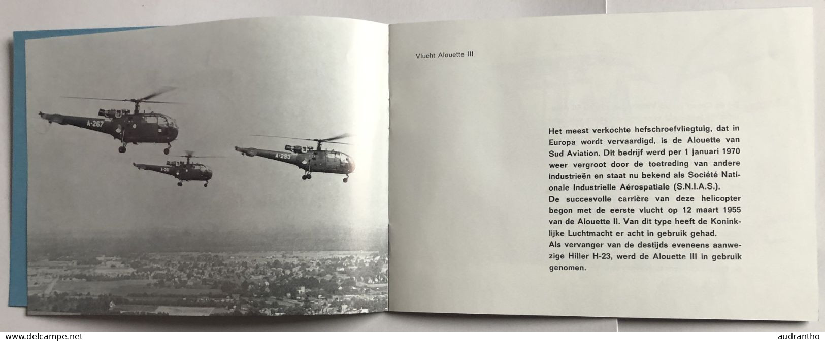 Livret De 1972 - Hélicoptère Alouette III - Armée De L'air Néerlandaise Koninklijke Luchtmacht - Aviation