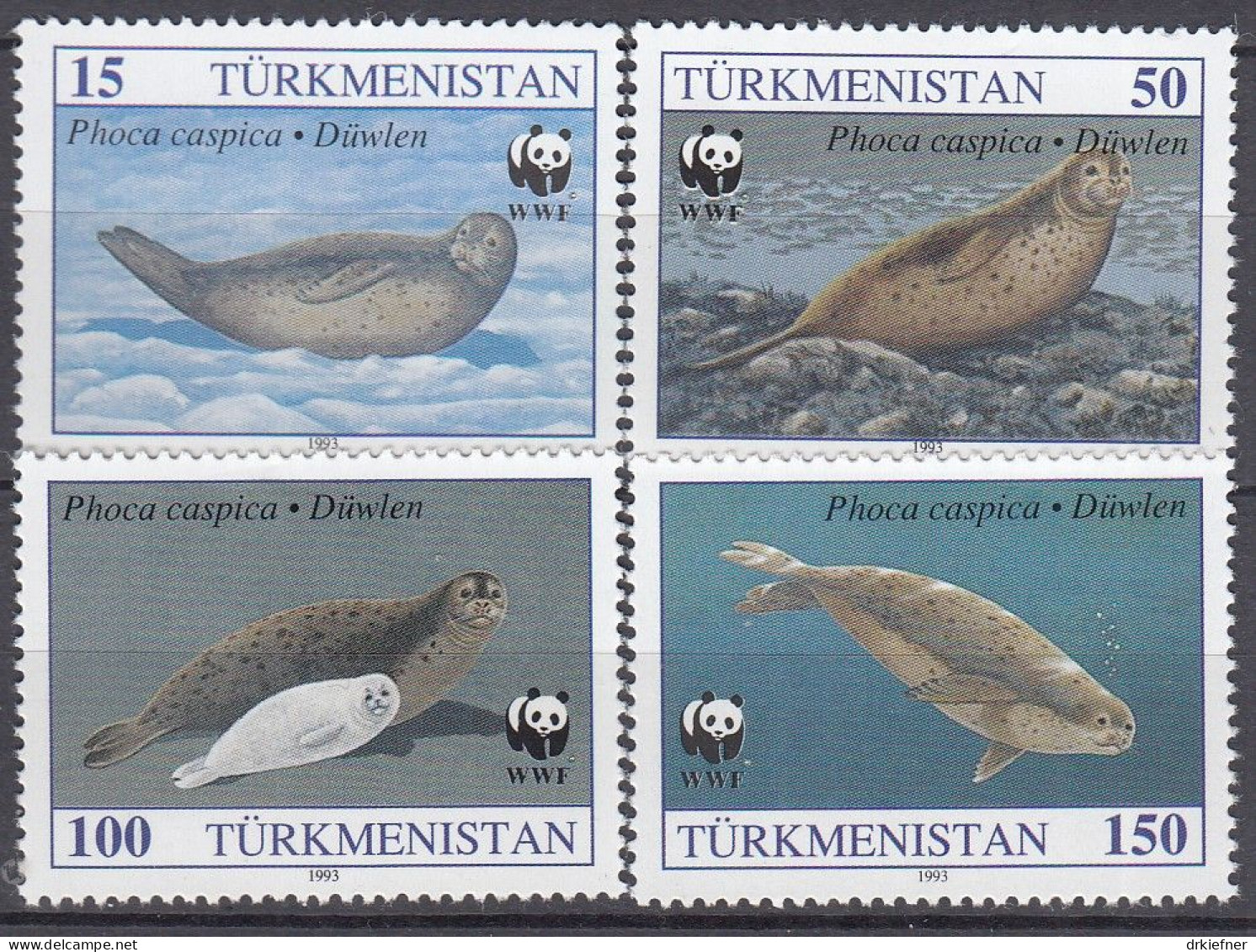 TURKMENISTAN  30, 32-34, Postfrisch **, WWF, Weltweiter Naturschutz: Kaspi-Ringelrobbe, 1993 - Turkmenistán