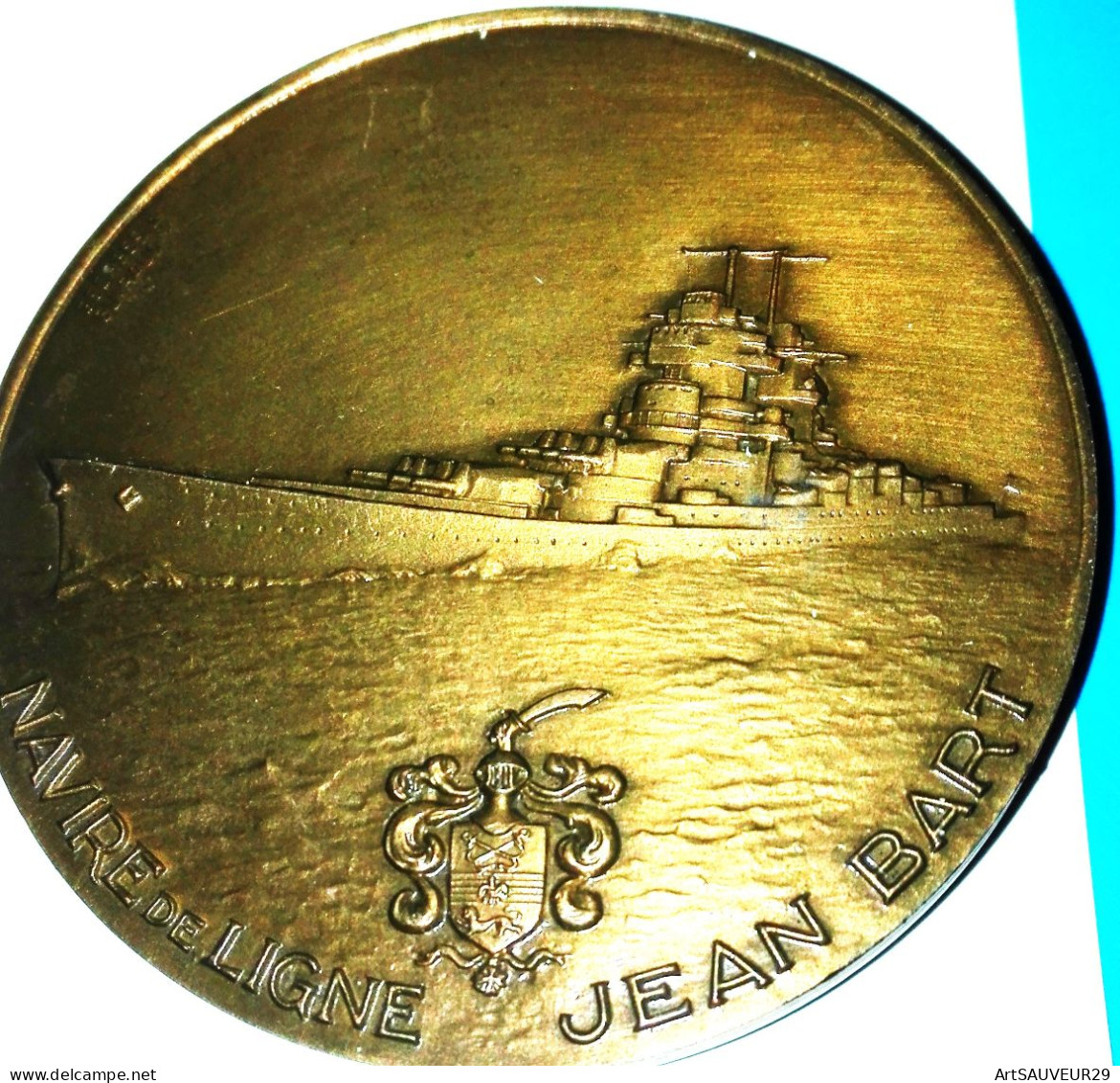 Médaille Bronze Chevalier Jean BART NAVIRE DE LIGNE 1985 ? Avec Portrait  Georges GUIRAUD Corsaire Dunkerque Diamètre 7 - Frankreich