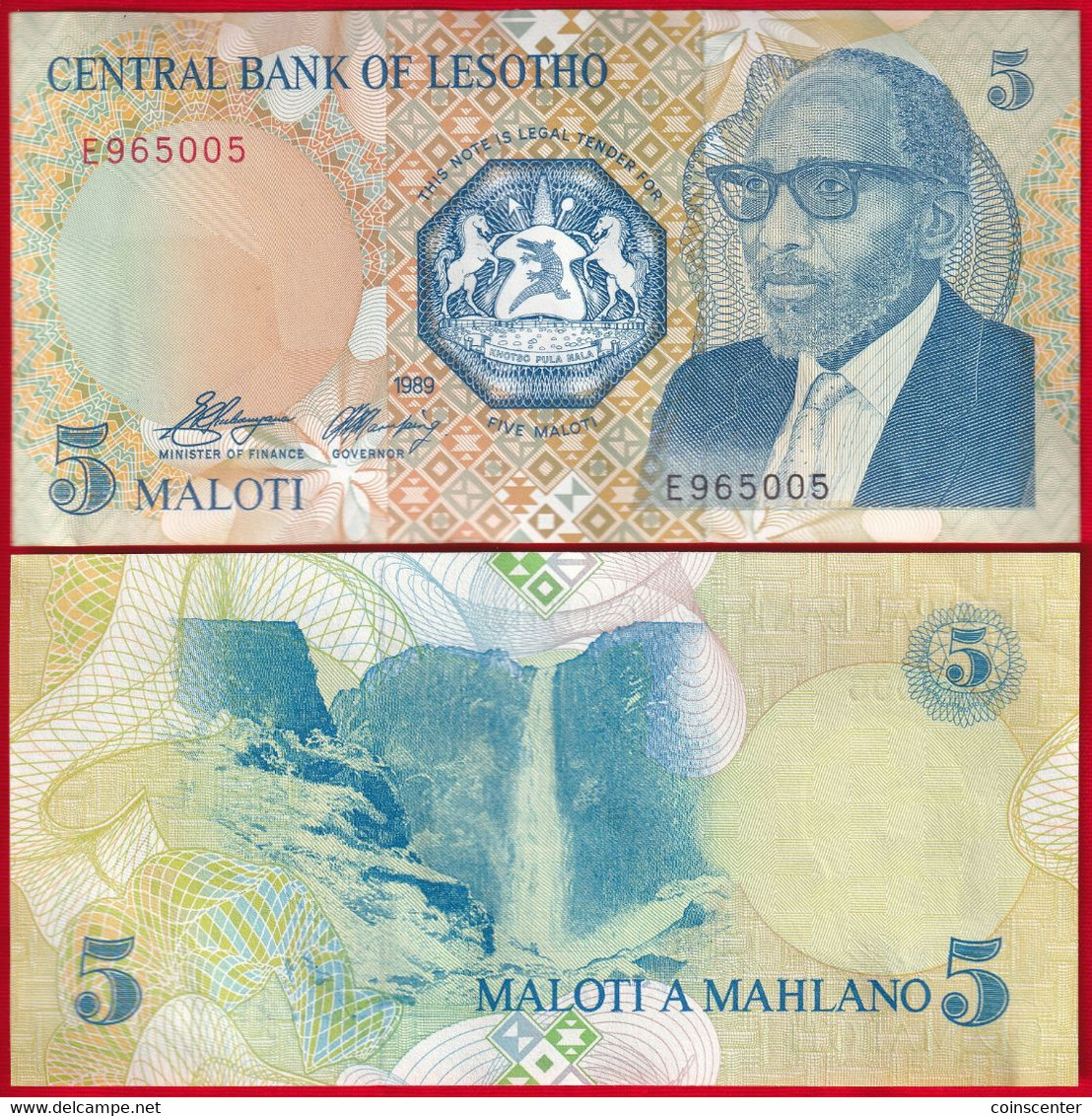 Lesotho 5 Maloti 1989 P-10 "King Moshoeshoe II" UNC - Lesoto