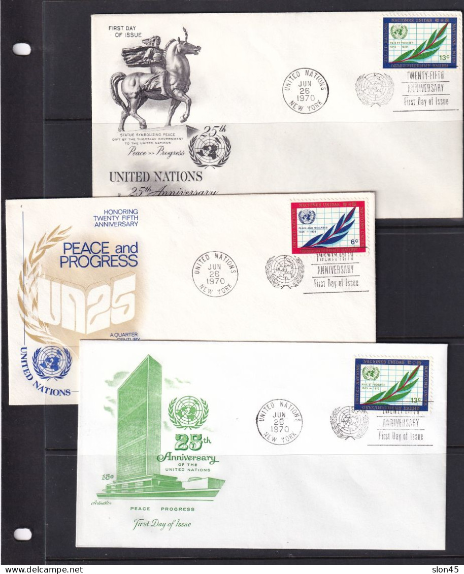 USA  UN 6 Covers Cancel New York Jun 26 1970 25th  Anniv. 15815 - Brieven En Documenten