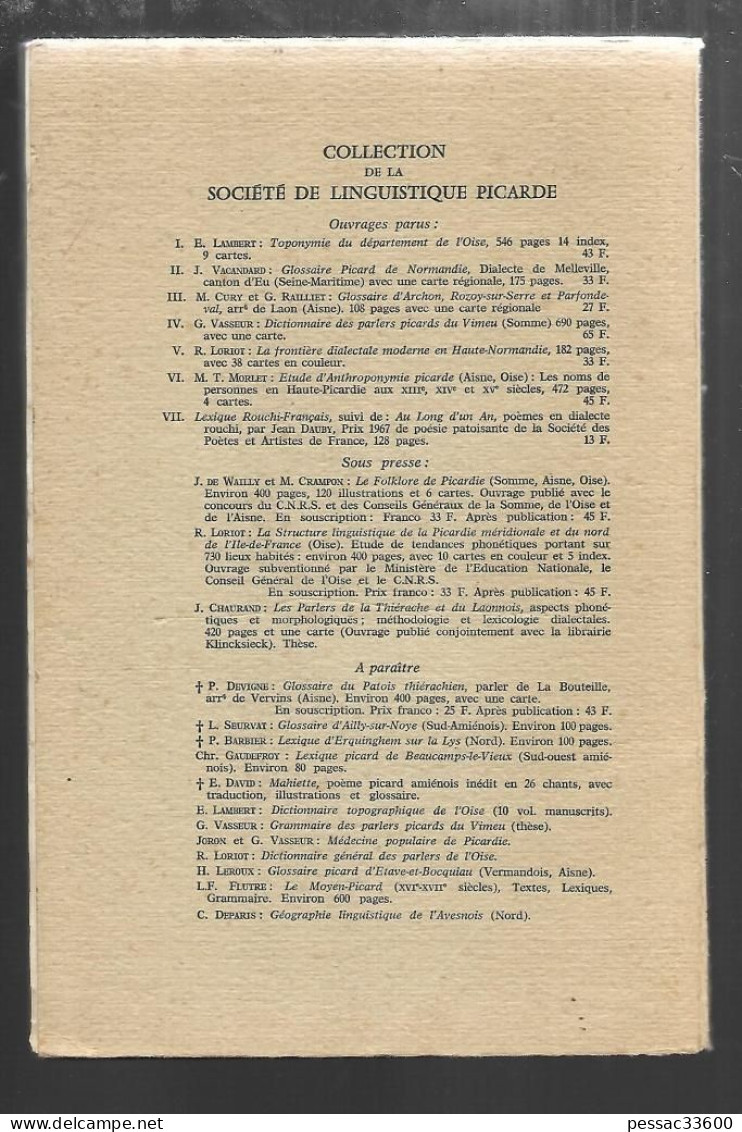 Lexique Rouchi-Français 1968  Nord 1ère édition  Jean Dauby - Picardie - Nord-Pas-de-Calais