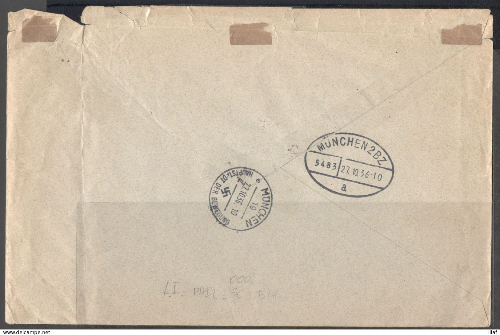 Liechtenstein. Souvenir Sheet Sc. B14 On Registered  Letter, Sent From Vaduz On 26.10.1936 To Munich. - Cartas & Documentos