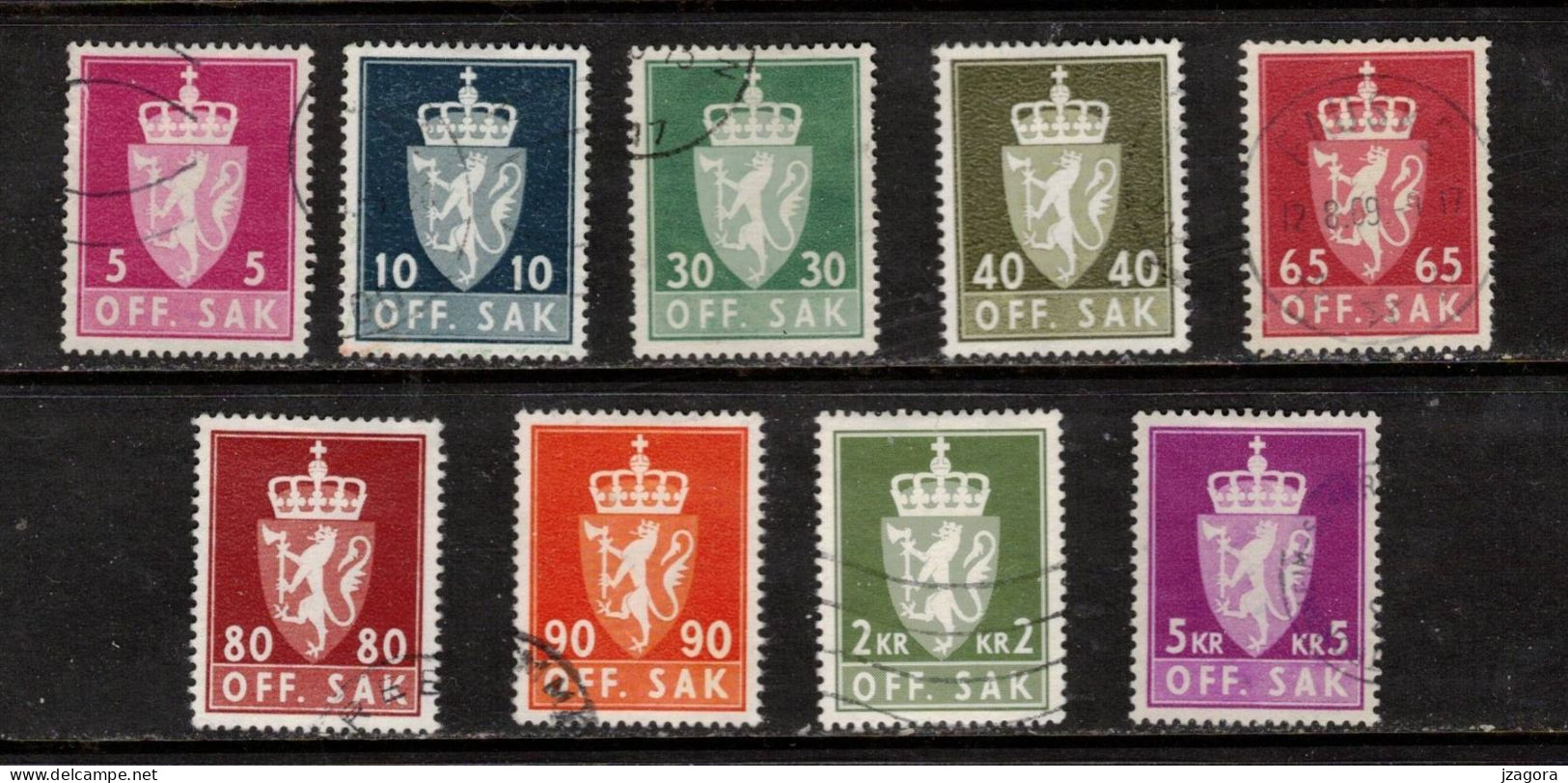 NORWAY NORGE NORWEGEN NORVÈGE 1969 - 1973 DIENSTMARKEN OFFICIALS OFF.SAK.  COAT OF ARMS STAATSWAPPEN USED - Officials