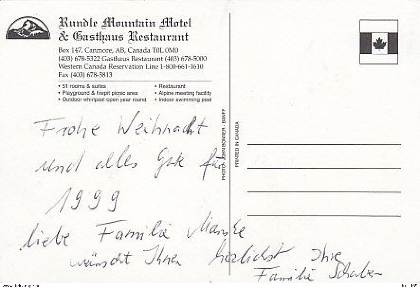 AK 194282 CANADA - Canmore - Rundle Mountain Motel & Gasthaus Restaurant - Sonstige & Ohne Zuordnung