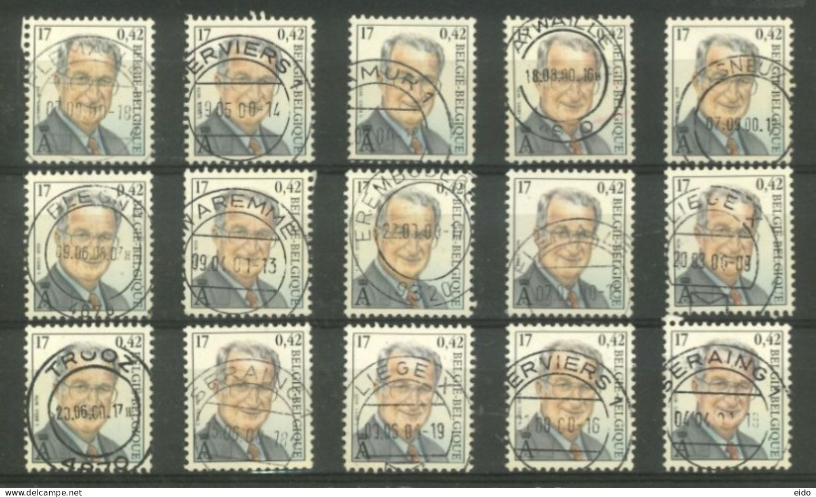 BELGIUM  - 1999, SPECIAL PRICE OF SET OF 15 STAMPS OF KING ALBERT II  STAMPS, SG # 3511, USED. - 1993-2013 Roi Albert II (MVTM)