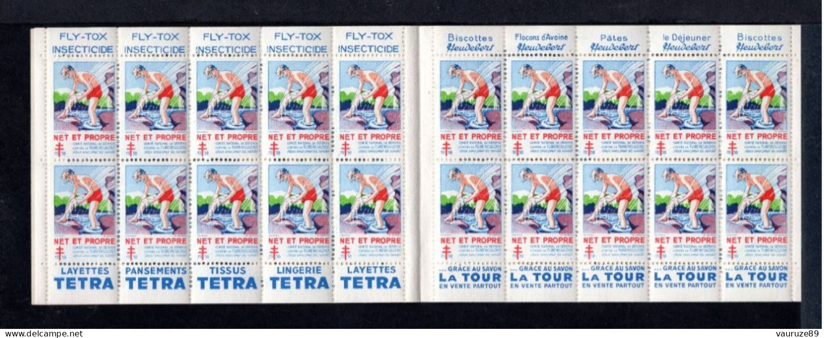 Carnet De 1938  - Tuberculose - Antituberculeux - 38E-SI-12 FLY TOX-HEUDEBERT-TRETRA-LA TOUR. - Blocks & Sheetlets & Booklets