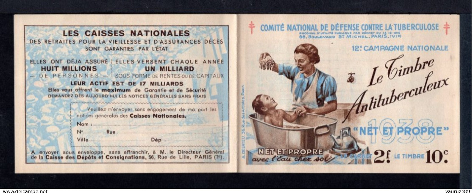 Carnet De 1938  - Tuberculose - Antituberculeux - 38E-SI-12 FLY TOX-HEUDEBERT-TRETRA-LA TOUR. - Blocs & Carnets