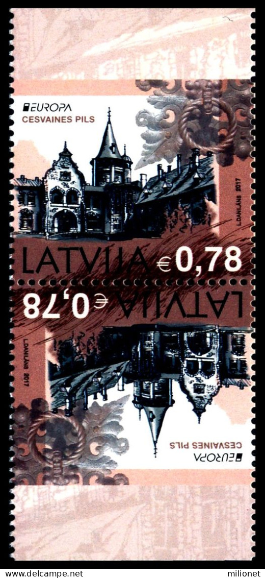 SALE!!! LETONIA LATVIA LETTONIE LETTLAND 2017 EUROPA CEPT CASTLES 2 Stamps From Booklet (partially Imperforated) MNH ** - 2017