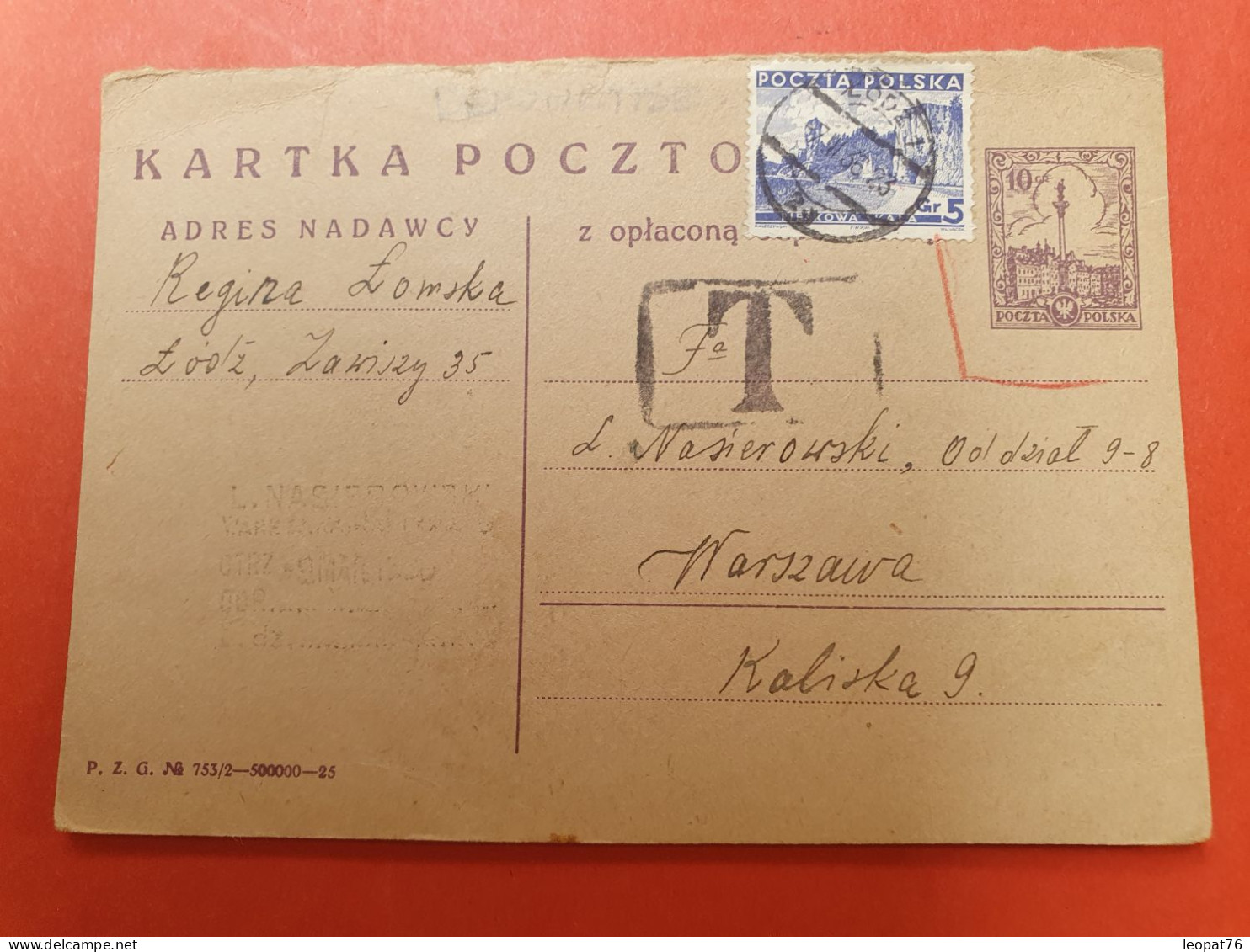 Pologne - Entier Postal + Complément De Lodz Pour Warszawa En 1936 Avec Cachet De Taxe - J 203 - Entiers Postaux