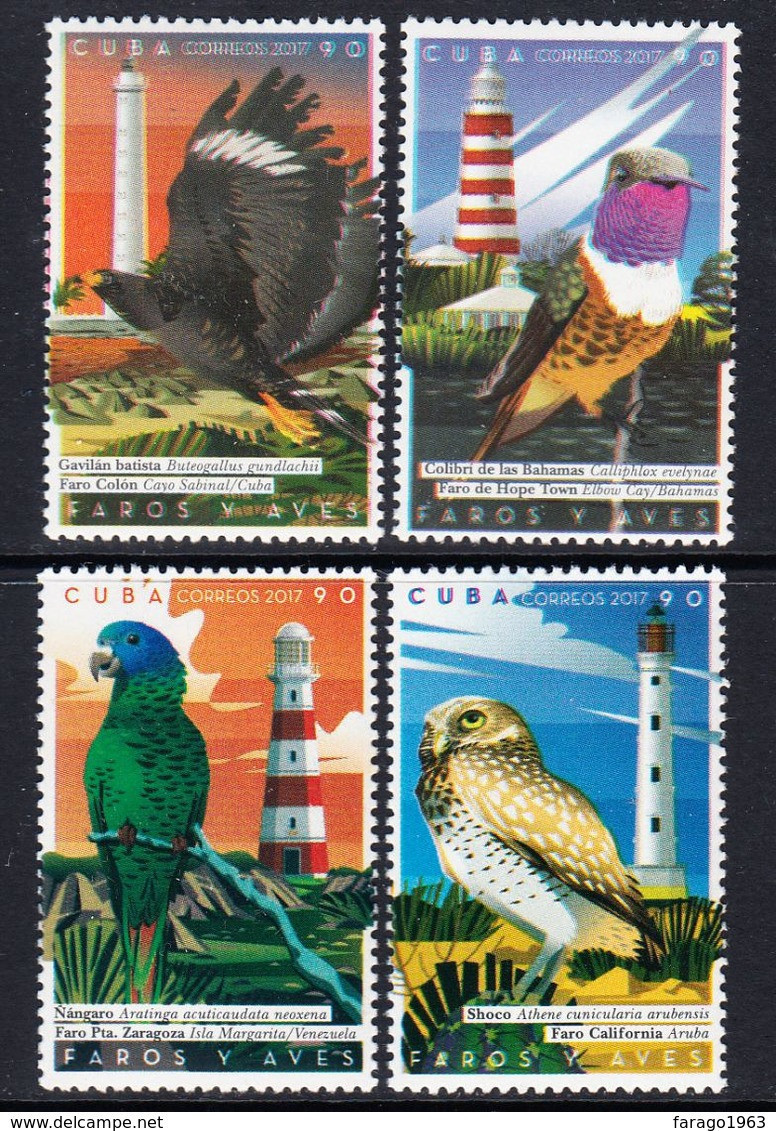 2017 Cuba Birds Lighthouses Owls Complete Set Of 4 MNH - Nuevos