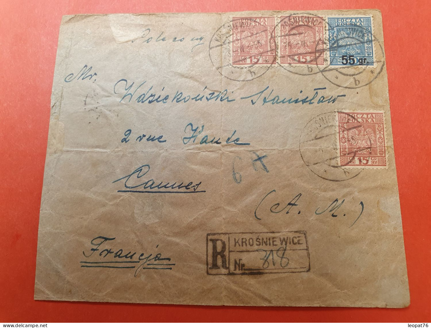 Pologne - Ennveloppe ( Plis) En Recommandé De Krosniewice Pour La France En 1935 - J 204 - Lettres & Documents