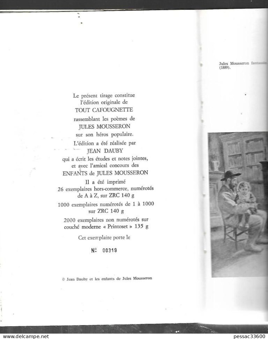 Nord. Tout Cafougnette  Jules Mousseron  Auteur Jean Dauby édition Jean Daubyy 1974 - Picardie - Nord-Pas-de-Calais