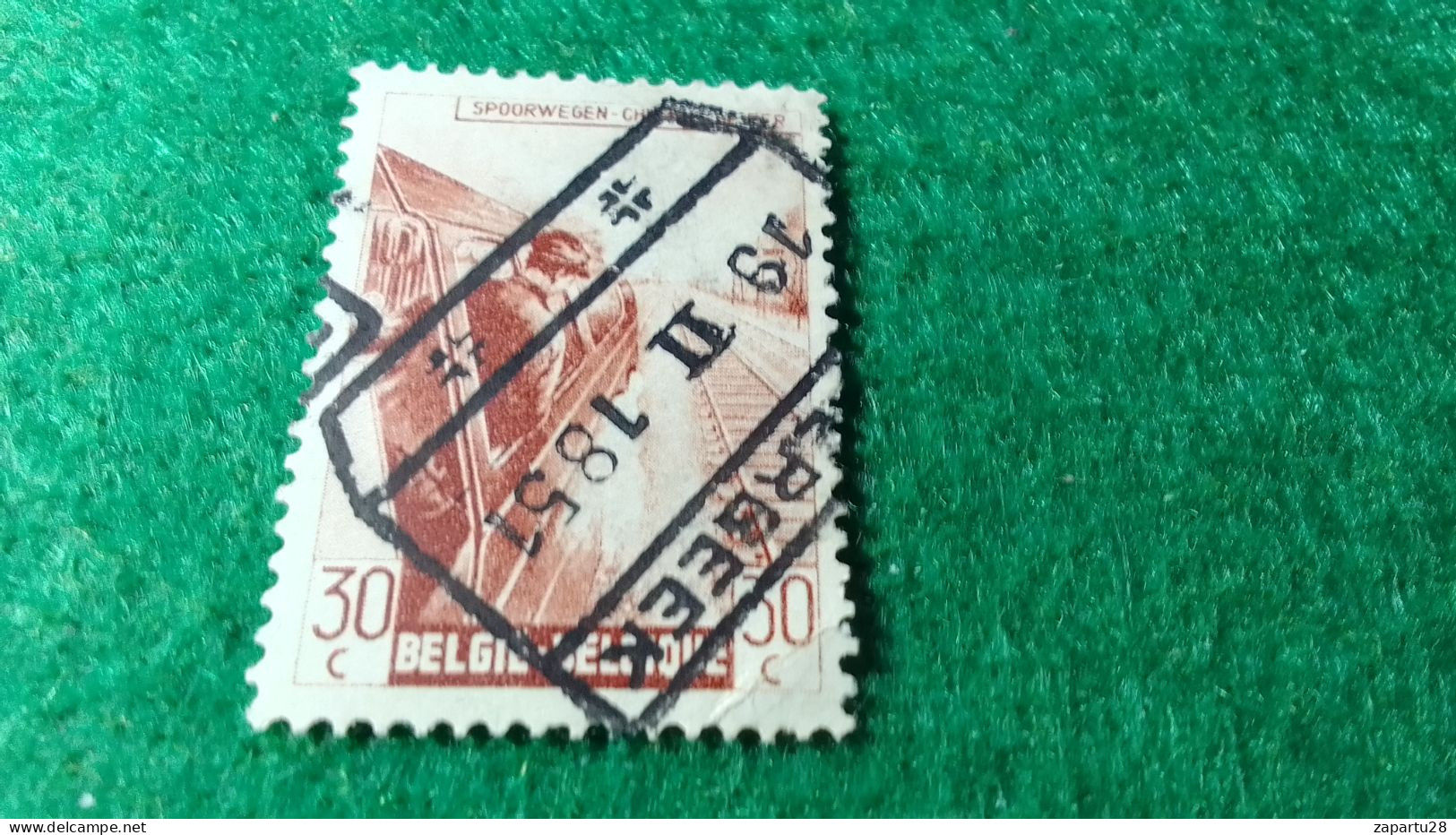 BELÇİKA-   DEMİRYOLU PAKET  POSTASI --1952-87-   30 FR.   DAMGALI - Used