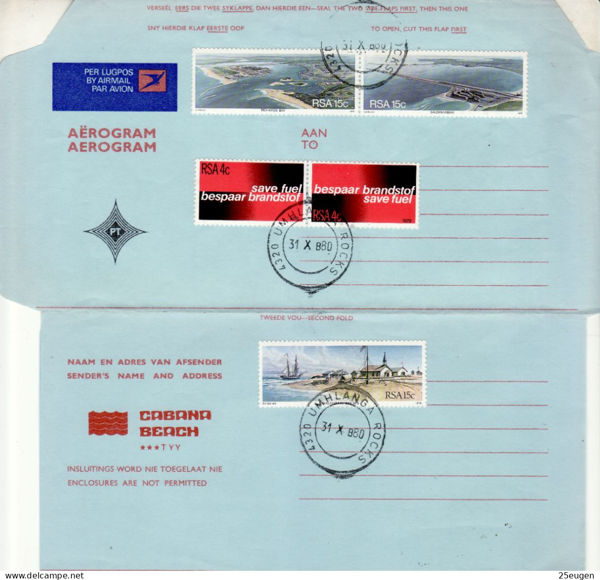 SOUTH AFRICA 1980 AEROGRAMME WITH STAMPS - Covers & Documents