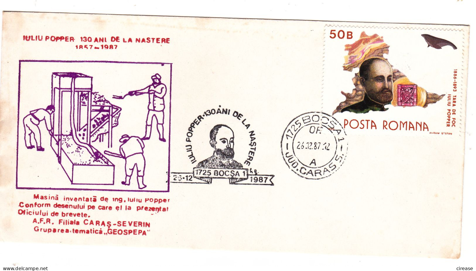 IULIU POPPER POLAR  EXPLORER, GOLD MINING, LAND OF FIRE ROMANIA SPECIAL COVER - Altri & Non Classificati