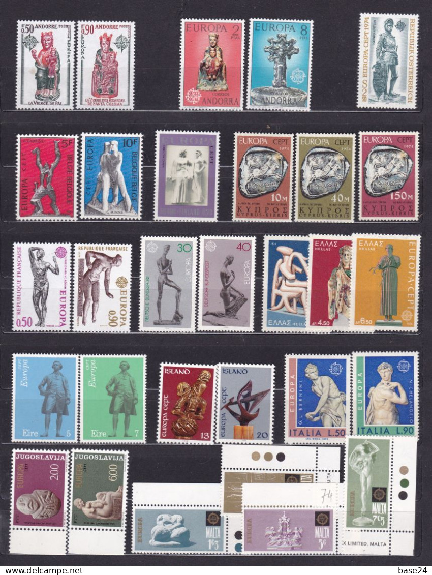 1974 EUROPA CEPT EUROPE ANNATA MNH** YEAR 23 Paesi, 49 Valori, Arte: Scultura, Art: Sculpture - 1974