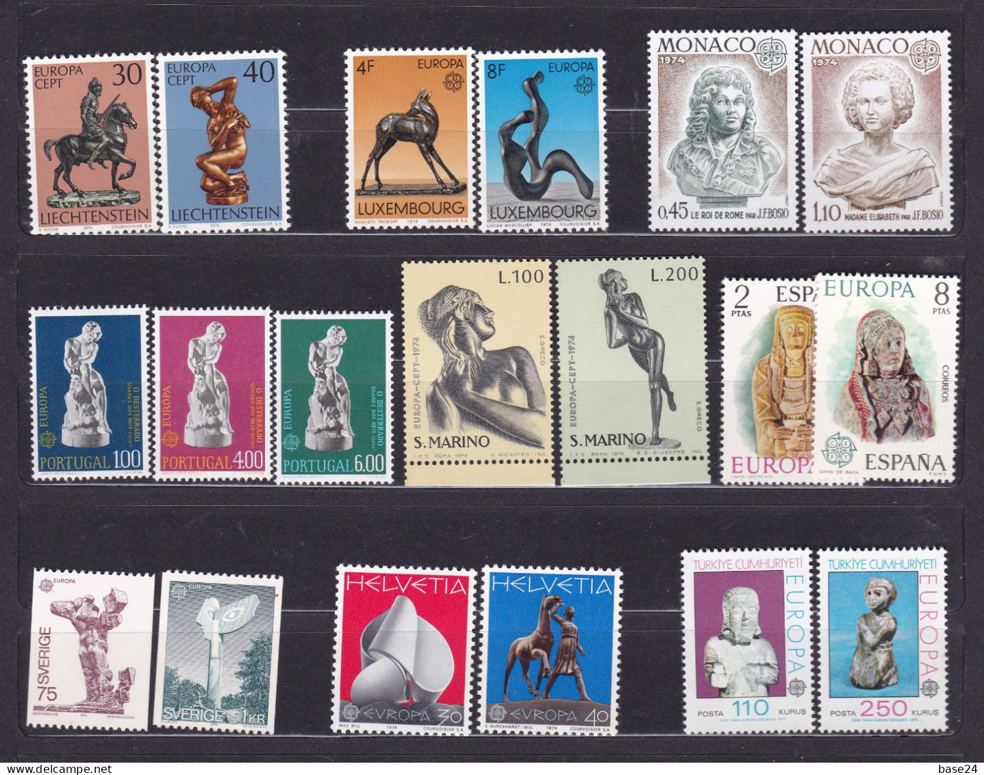 1974 EUROPA CEPT EUROPE ANNATA MNH** YEAR 23 Paesi, 49 Valori, Arte: Scultura, Art: Sculpture - 1974