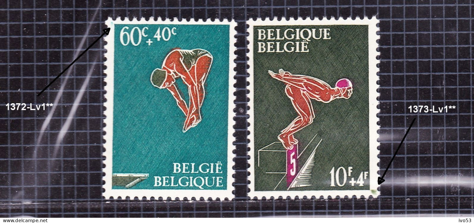 1966 Nr 1372-Lv1** + 1373-Lv1** Zonder Scharnier:groene Vlek In Vertanding Links Boven('72) & Rechts Onder ('73). - 1961-1990