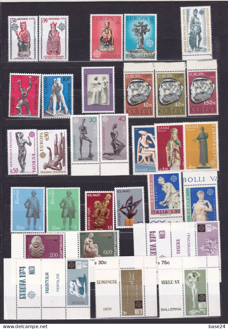 1974 EUROPA CEPT EUROPE ANNATA MNH** YEAR 23 Paesi, 49 Valori, Arte: Scultura, Art: Sculpture - 1974