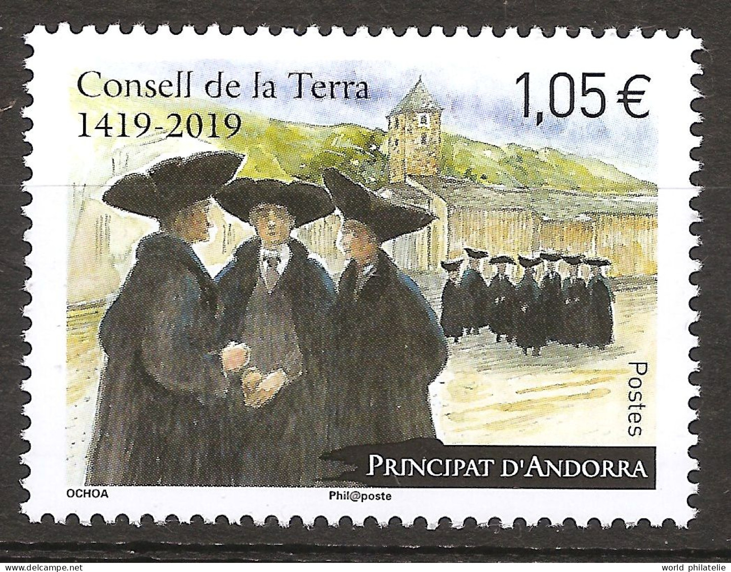 Andorre Français 2019 N° 827 ** Politique, Conseil De La Terre, Parlement, Conseil Général, Loi, Chapeau, Eglise Cravate - Nuovi