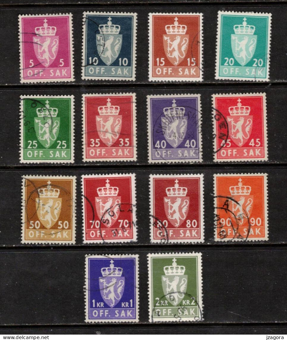 NORWAY NORGE NORWEGEN NORVÈGE 1955 - 1960 DIENSTMARKEN OFFICIALS OFF.SAK.  COAT OF ARMS STAATSWAPPEN USED - Oficiales