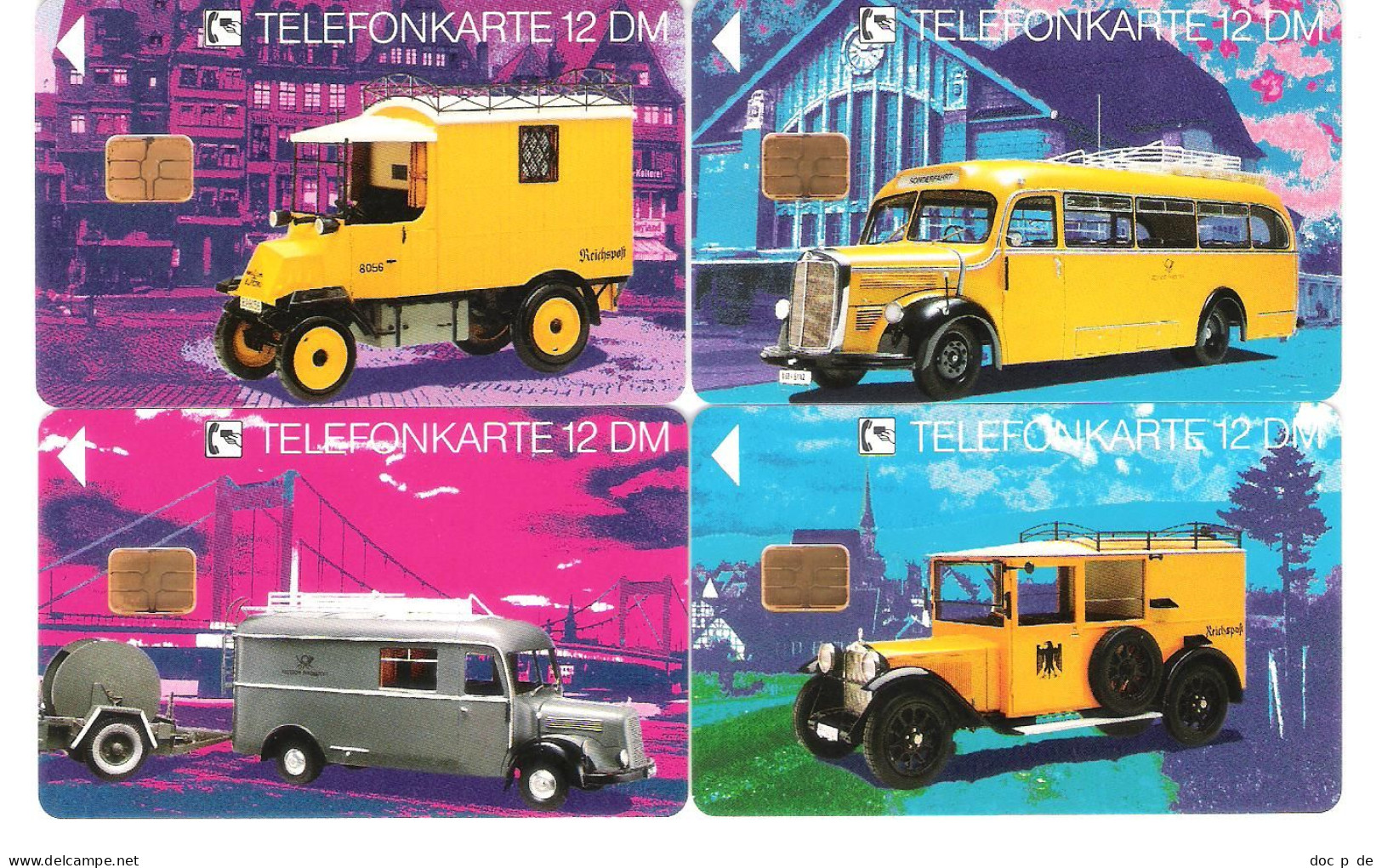 Deutschland - E09 - E010 - E11 - E012   09/93 - 4 Card Set - Bus - Postbus - Post Autos - Busse - Voll - E-Series: Editionsausgabe Der Dt. Postreklame