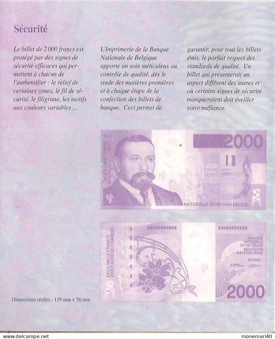 BELGIQUE - BANQUE NATIONALE - LE BILLET DE 2000 F - VICTOR HORTA. - Other & Unclassified