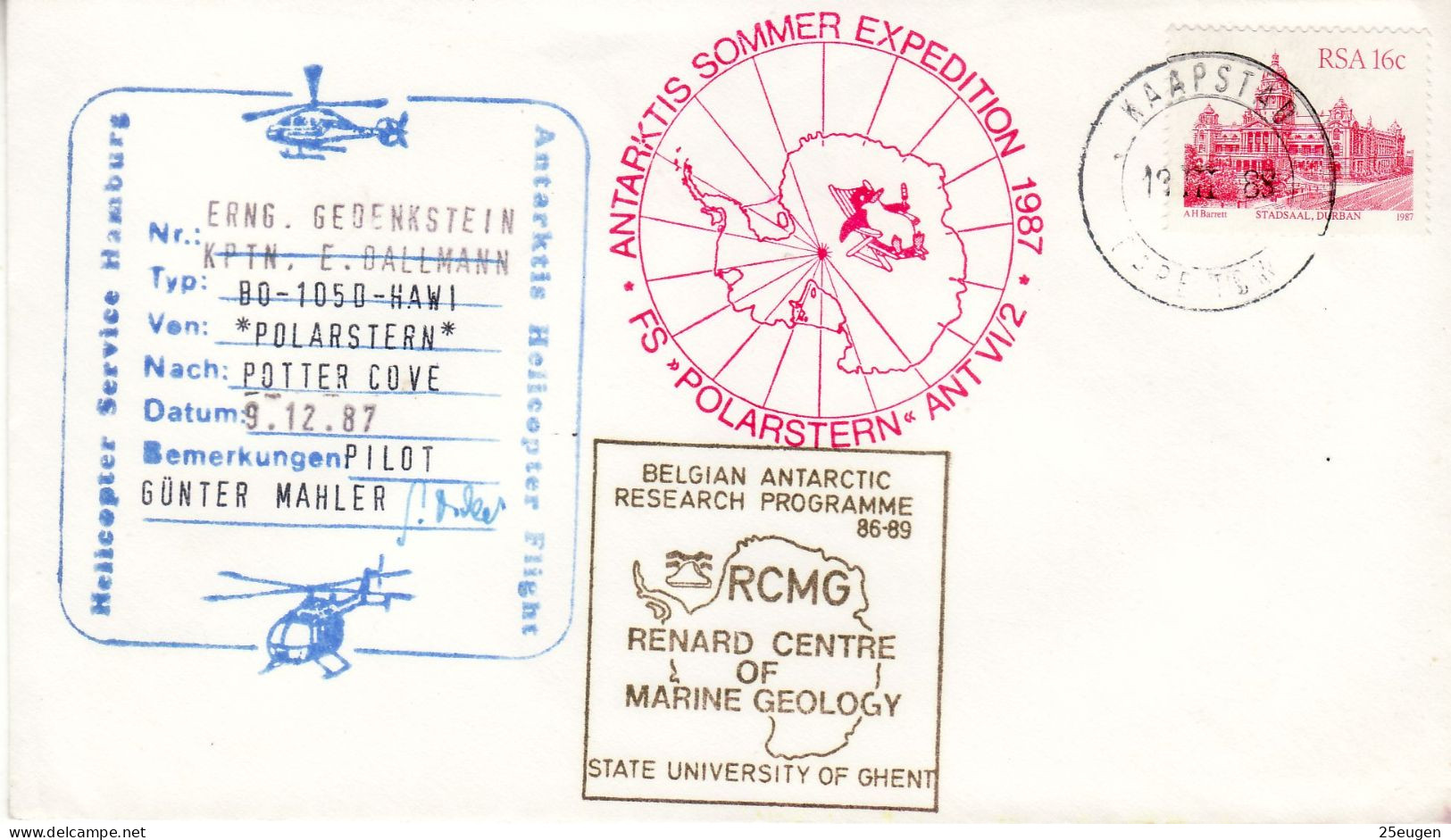 SOUTH AFRICA 1987 ANTARKTIS SOMMER EXPEDITION COMMEMORATIVE COVER - Storia Postale